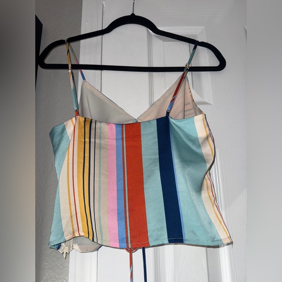 Lucy Paris Tessa Stripe V Neck Gathered Tank Top - Picture 6 of 6